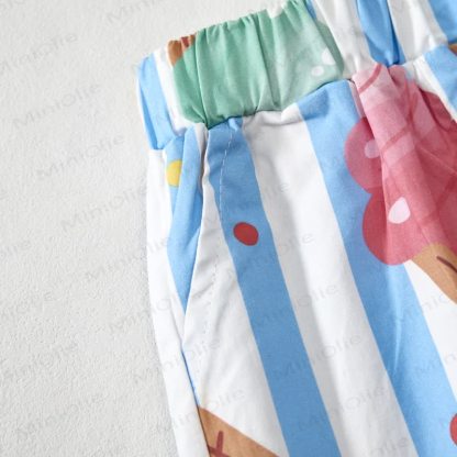 Baby Toddler Ice Cream White&Blue Striped Strap Top and Shorts 2-piece Set - image 5