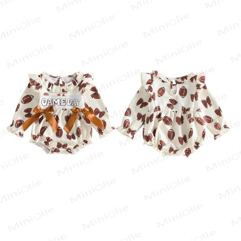 GAME DAY Baby Football Bow Bodysuit  - image 2