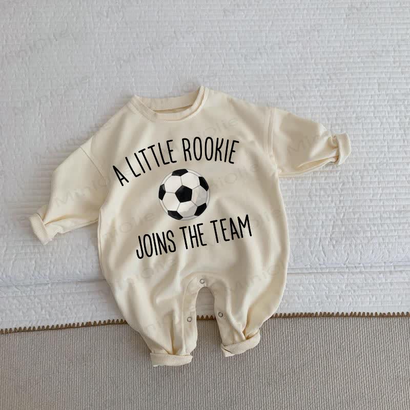 A LITTLE ROOKIE JOINS THE TEAM Baby Toddler Football Beige Romper - Beige - 2-3T - image 1