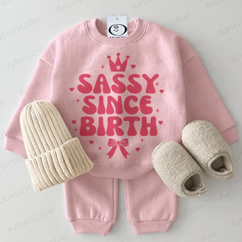 SASSY SINCE BIRTH Baby Sweatshirt 2-piece Pink Set - Pink - 2-3T - image 1