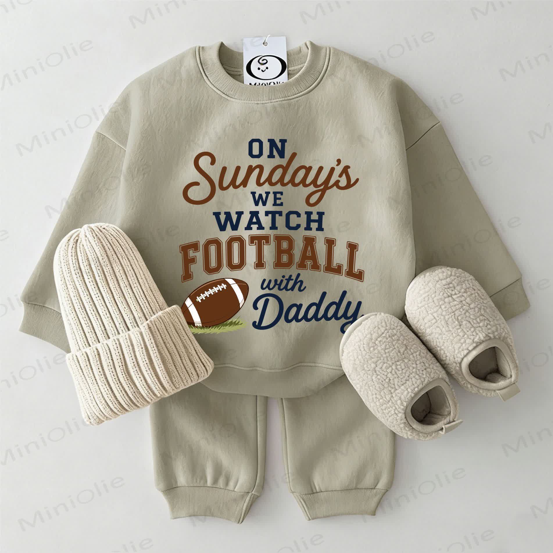 ON SUNDAY'S WE WATCH FOOTBALL WITH DADDY Baby Sweatshirt 2-piece Grey Green Set - Grey Green - 2-3T - image 1