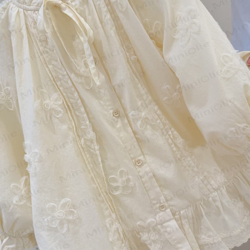 Toddler Kid Girl Floral Beige Dress - image 4