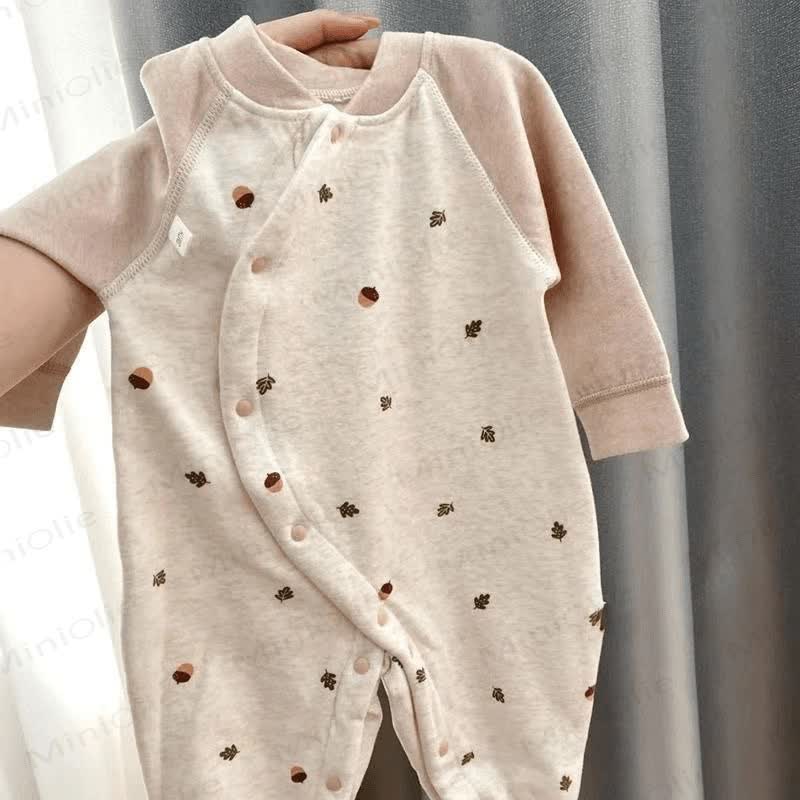 Baby Acorn Print Cotton Onesie - Beige - 18-24M - image 2