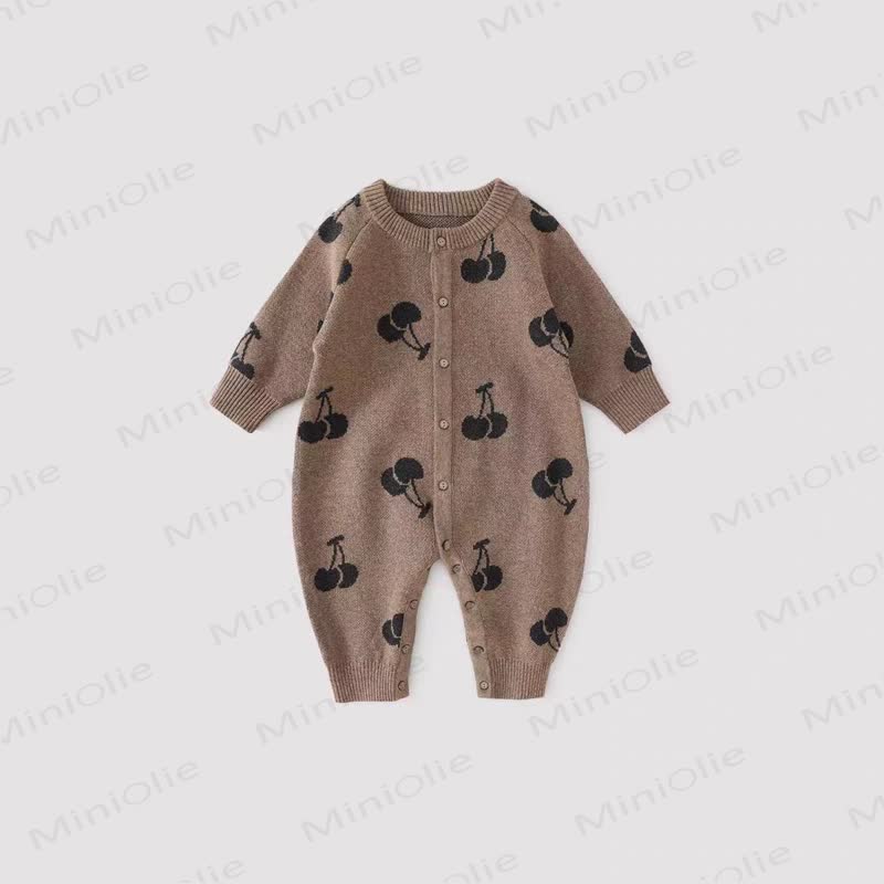 Baby Knit Cotton Romper - Brown - 18-24M - image 3