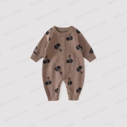 Baby Knit Cotton Romper - Brown - 18-24M - image 3
