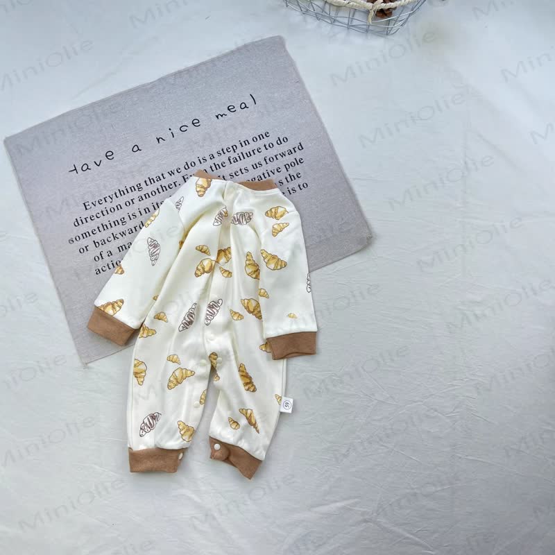 Baby Cotton Long Sleeve Romper - Beige - 12-18M - image 7