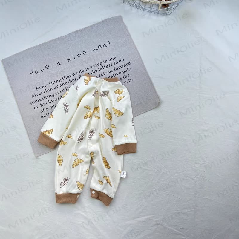 Baby Cotton Long Sleeve Romper - Beige - 12-18M - image 7