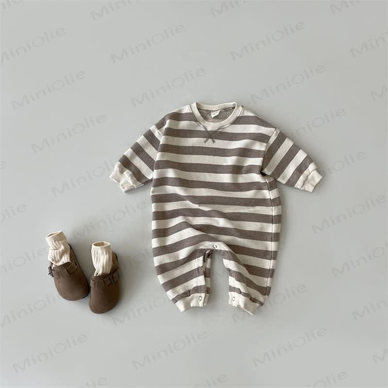 Baby Stripe Long-Sleeve Romper - Brown - 18-24M - image 2