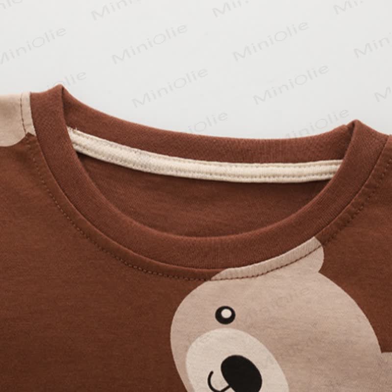 Toddler Kid Brown Bear Print Long Sleeve Loungewear Set - image 2