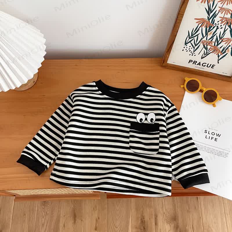 Toddler Black Striped Eye Pocket Lounge Set - image 4