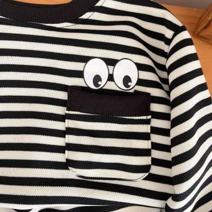 Toddler Black Striped Eye Pocket Lounge Set - image 5