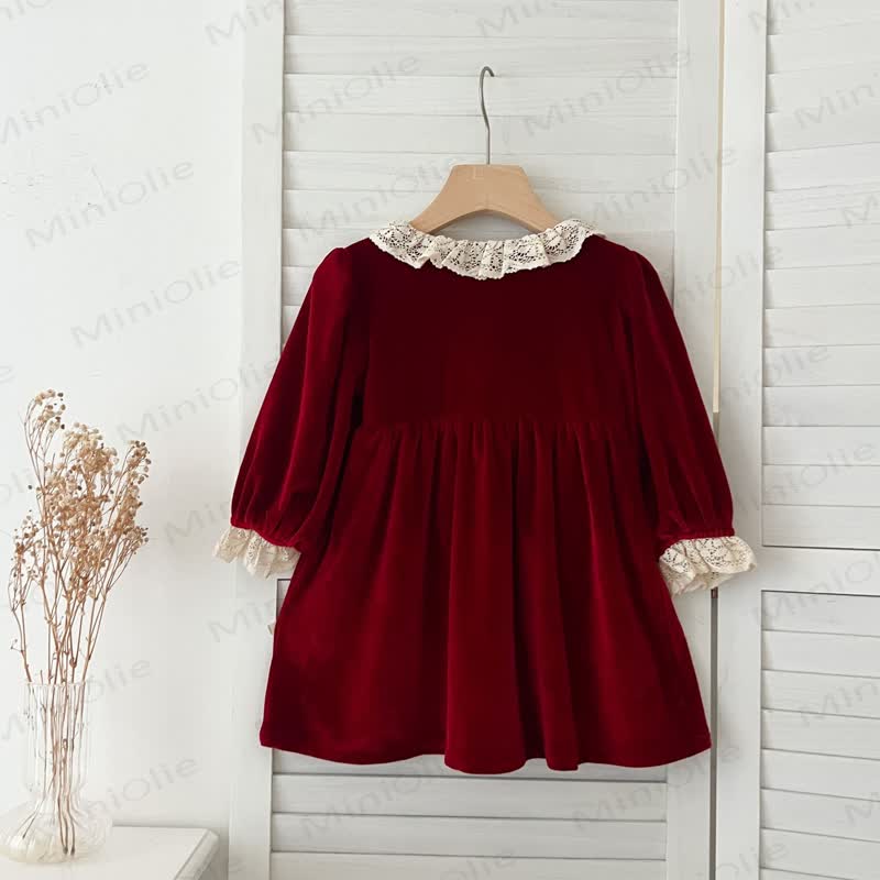 Baby Toddler Velvet Lace Collar Sister Outfits Dress & Bodysuit - image 6