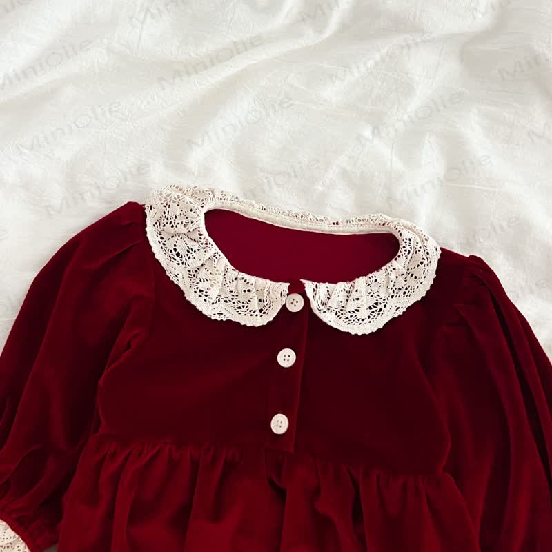 Baby Toddler Velvet Lace Collar Sister Outfits Dress & Bodysuit - image 11