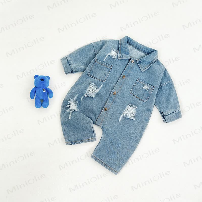 Baby Denim Pocket Romper - image 5