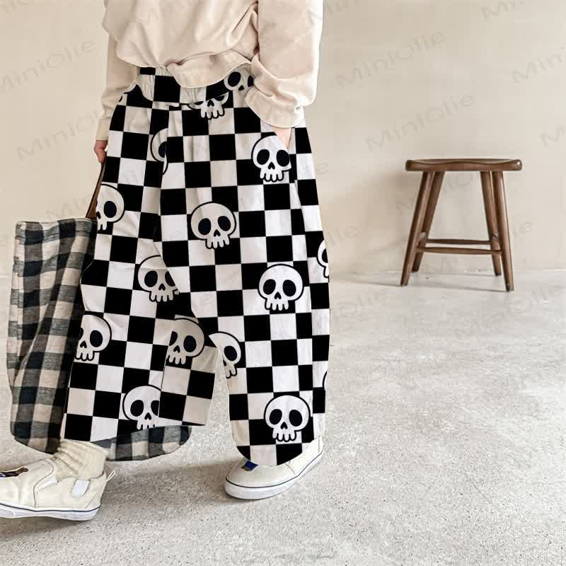 Baby Toddler Checkerboard Skull Pants - White - 2-3T - image 1