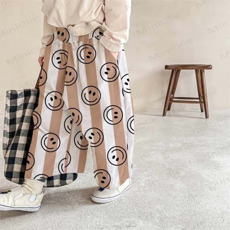 Baby Toddler Striped Smiley Face Pants - White - 2-3T - image 1