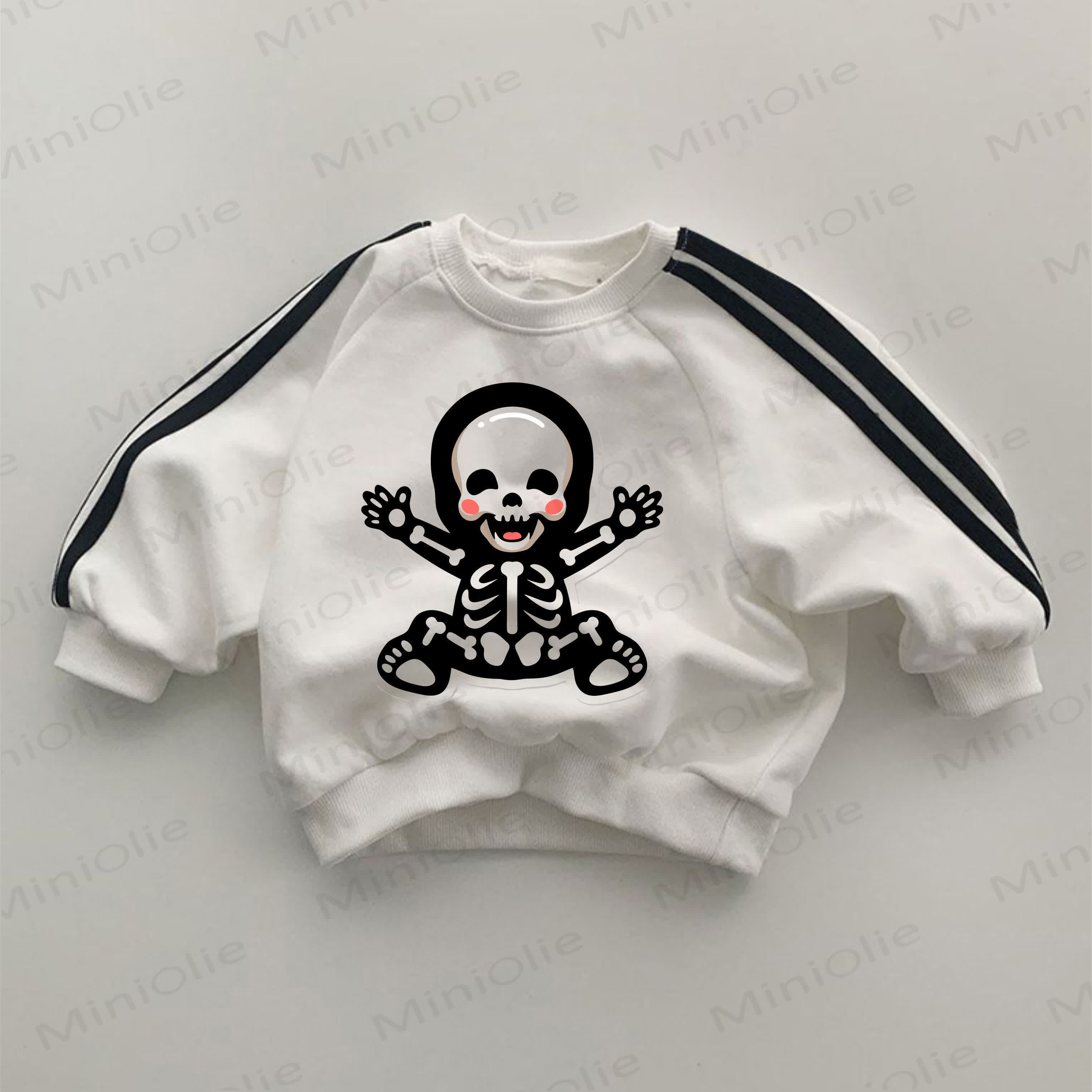 Baby Skeleton Print White Sweatshirt - White - 2-3T - image 1