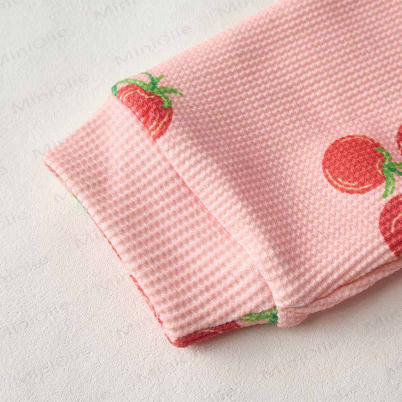 Baby Tomato Print Pink Waffle Sweatshirt 2-piece Set - image 4