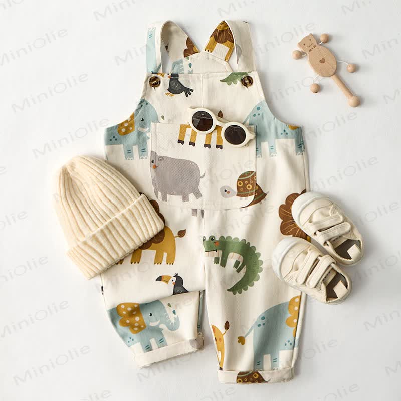 Baby Toddler Safari Animal Print Overalls - image 2