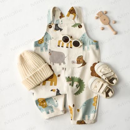 Baby Toddler Safari Animal Print Overalls - image 2