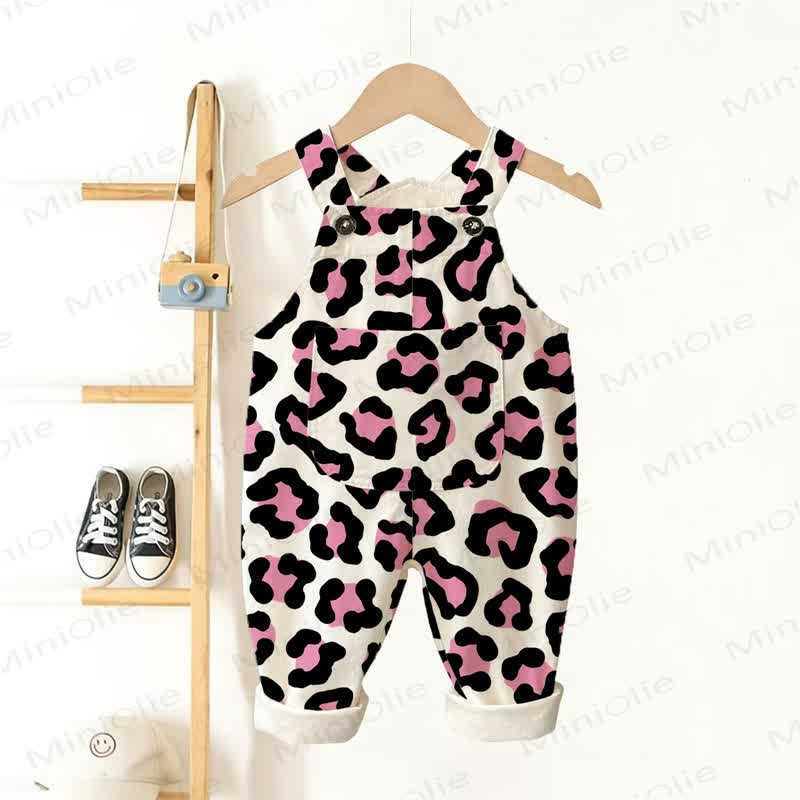 Baby Toddler Pink Spots Beige Pocket Overalls - Beige - 3-5T - image 1