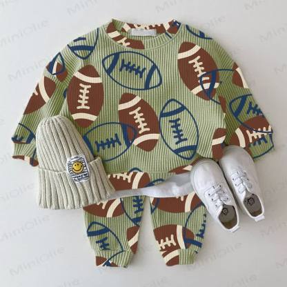 Baby Green Football Waffle 2-piece Set - Green - 2-3T - image 1