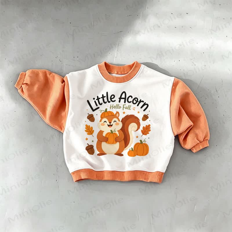 LITTLE ACORN HELLO FALL Baby Toddler Sweatshirt - Orange - 3-5T - image 1