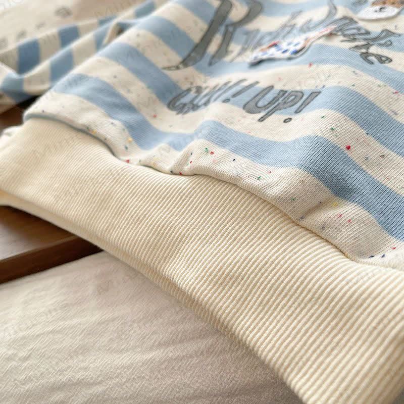 Toddler Baby Blue Striped Sweatshirt and Denim Pants 2-piece Set - image 6
