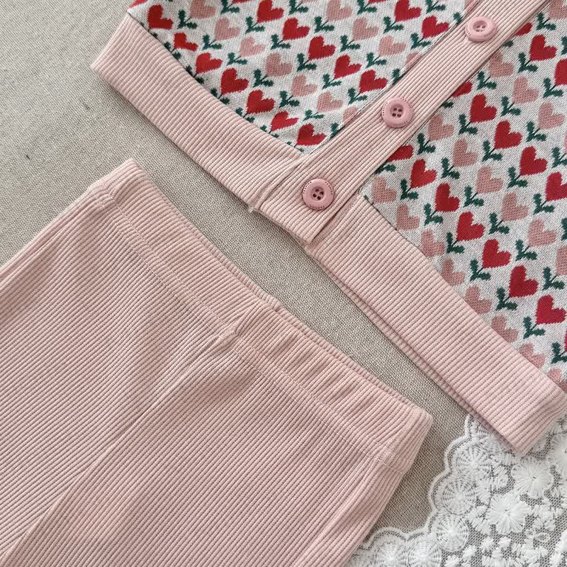 Baby Toddler Pink Heart Peter Pan Cardigan and Flare Pants 2-piece Set - image 5