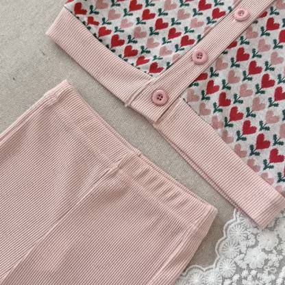 Baby Toddler Pink Heart Peter Pan Cardigan and Flare Pants 2-piece Set - image 5