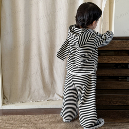 Baby Toddler Striped Squirrel Ear Hoodie and Pants 2-piece Set - image 4