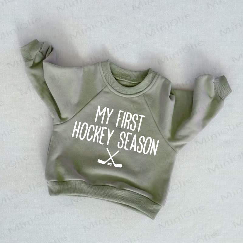 MY FIRST HOCKEY SEASON Baby Toddler Grey Green Sweatshirt - Grey Green - 3-5T - image 1