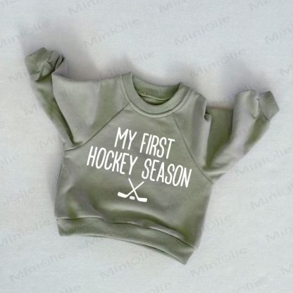 MY FIRST HOCKEY SEASON Baby Toddler Grey Green Sweatshirt - Grey Green - 3-5T - image 1