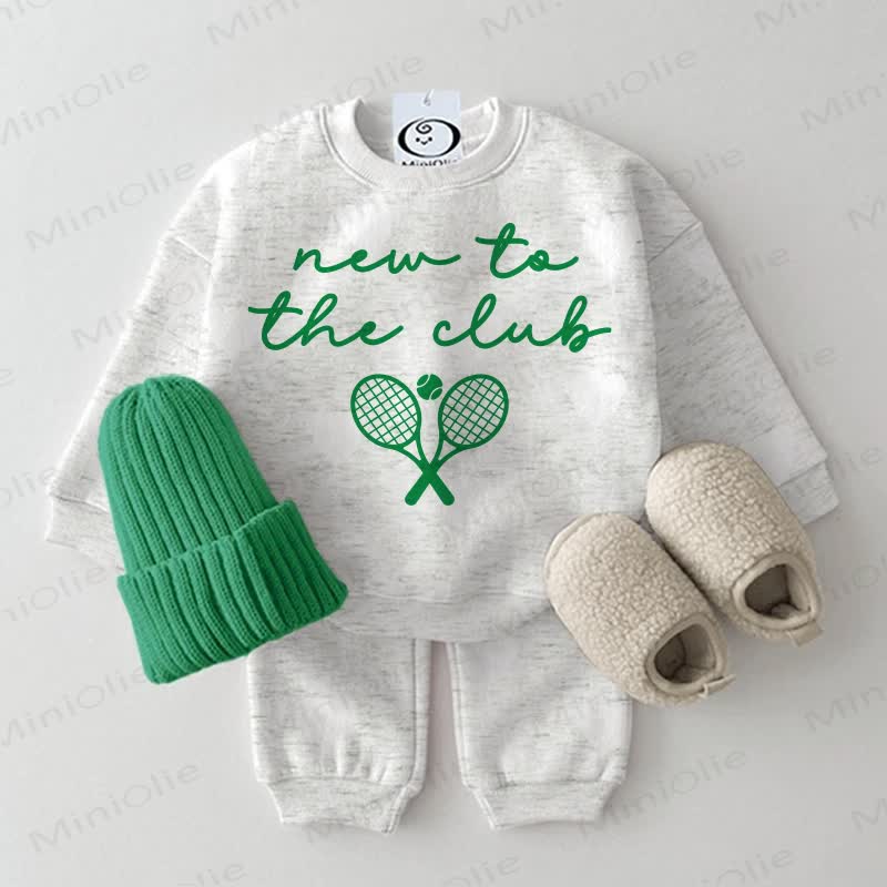 NEW TO THE CLUB Baby Tennis Light Grey Sweatshirt 2-piece Set - Light Grey - 2-3T - image 1