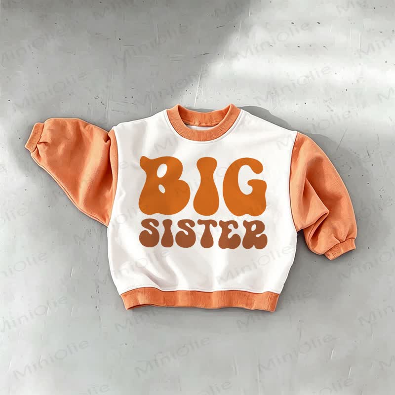 BIG SISTER Baby Toddler Orange Sweatshirt - Orange - 3-5T - image 1