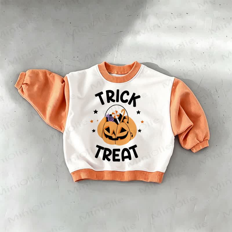 TRICK TREAT Baby Toddler Orange Sweatshirt - Orange - 3-5T - image 1