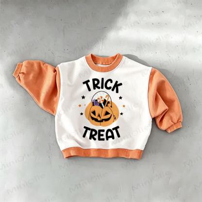 TRICK TREAT Baby Toddler Orange Sweatshirt - Orange - 3-5T - image 1