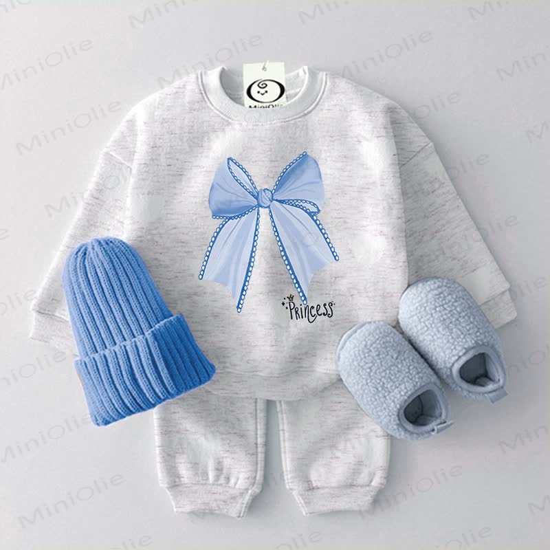 PRINCESS Baby Sweatshirt Bow Print 2-piece Set - Grey - 2-3T - image 1