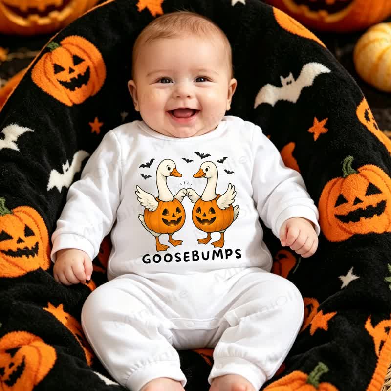 Baby Halloween Soft White Romper - White Goose - 12-18M - image 3