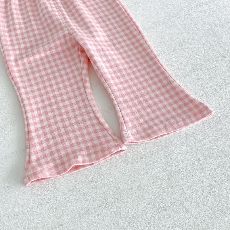 Toddler Baby Girl Gingham Bow Detail Top and Flared Pants 2-piece Set - image 9