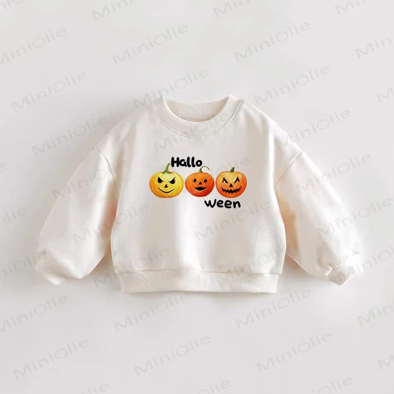 HALLOWEEN Baby Toddler Cream Pumpkin Print Sweatshirt - Cream - 3-5T - image 1