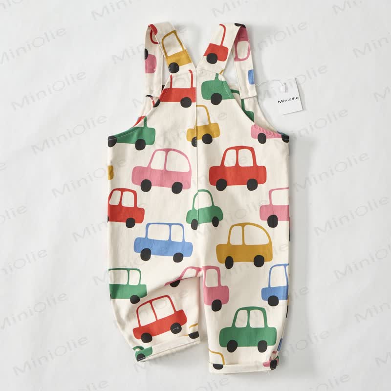 Baby Toddler Multicolor Cars White Pocket Overalls - image 3