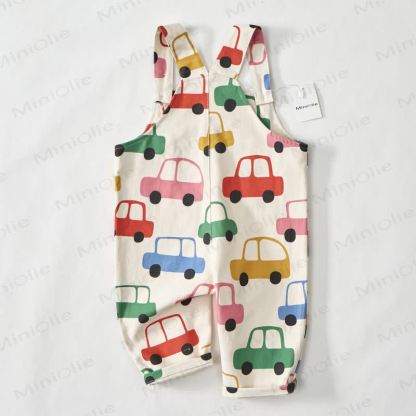 Baby Toddler Multicolor Cars White Pocket Overalls - image 3
