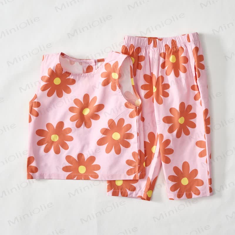 Baby Toddler Pink Flower Sleeveless Top and Pants 2-piece Set - image 2