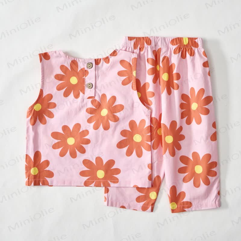 Baby Toddler Pink Flower Sleeveless Top and Pants 2-piece Set - image 3