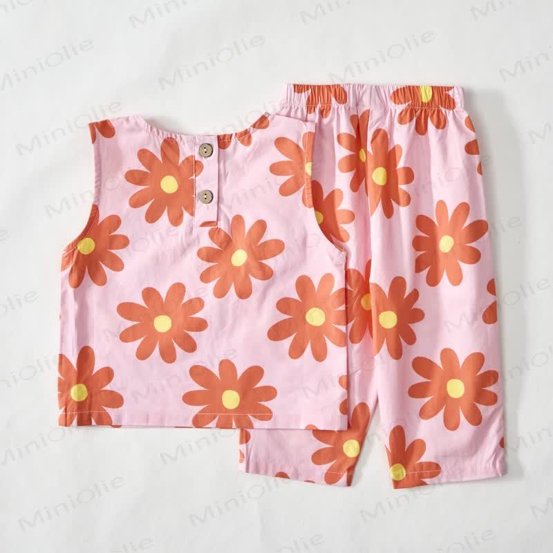 Baby Toddler Pink Flower Sleeveless Top and Pants 2-piece Set - image 3