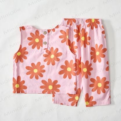 Baby Toddler Pink Flower Sleeveless Top and Pants 2-piece Set - image 3