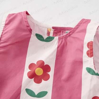 Baby Toddler Girls Pink Flower Print Sleeveless 2-piece Set - image 3