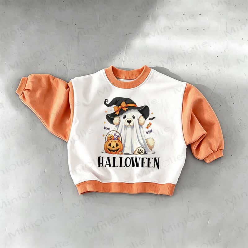 HALLOWEEN Baby Toddler Puppy Orange Sweatshirt - Orange - 3-5T - image 1