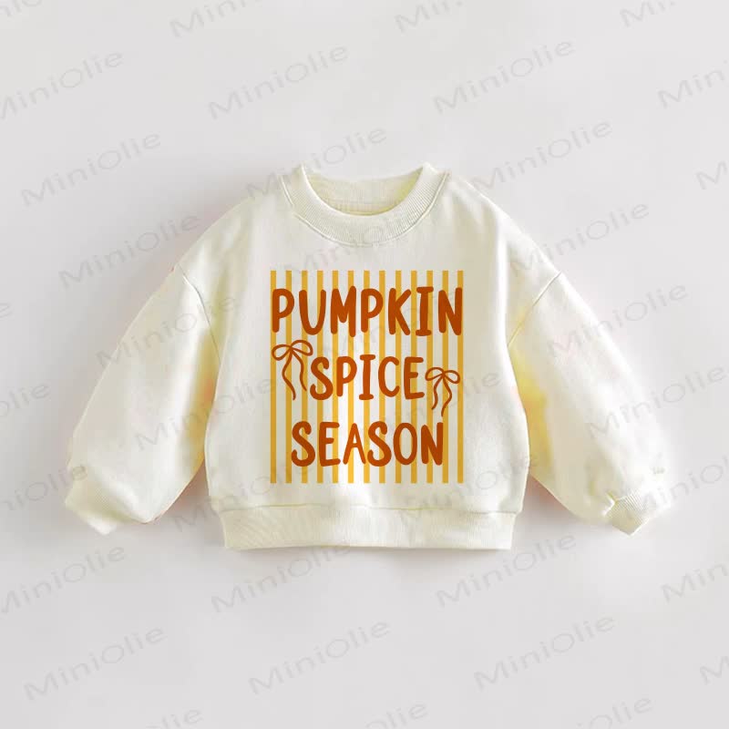 PUMPKIN SPICE SEASON Baby Toddler Stirped Cream Sweatshirt - Cream - 3-5T - image 1